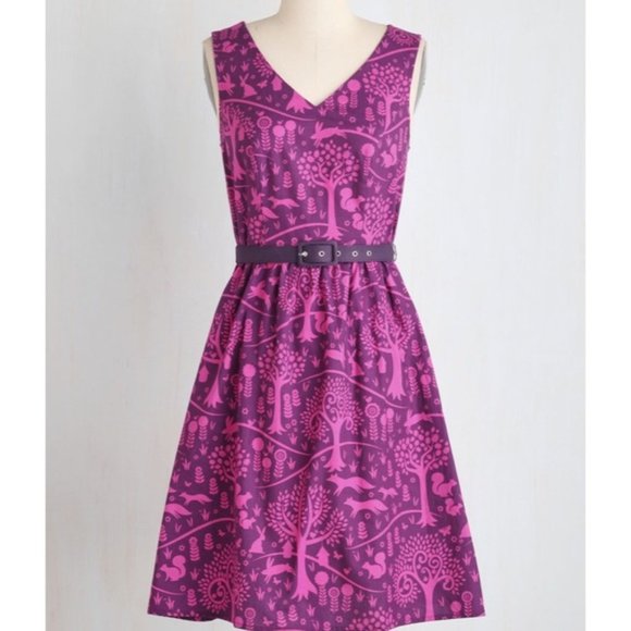 Modcloth Dresses & Skirts - Modcloth Folks and Dreams Dress in Hot Purple / Pink